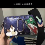 Marc Jacobs-09 專櫃新款女士藍色蛇紋配青蛙亮片單肩斜挎包相機包