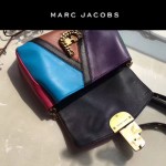 Marc Jacobs-013 復古新款蛇形金屬扣拼色羊皮單肩斜挎包