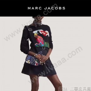 Marc Jacobs-09 專櫃新款女士藍色蛇紋配青蛙亮片單肩斜挎包相機包