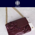 Tory Burch-053 牛皮花朵女士鏈條單肩斜挎包
