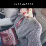 Marc Jacobs-06-2 范瑋琪同款蛇形金屬扣棗紅色牛皮大號單肩斜挎包