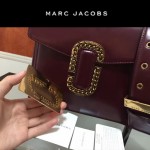 Marc Jacobs-06-2 范瑋琪同款蛇形金屬扣棗紅色牛皮大號單肩斜挎包
