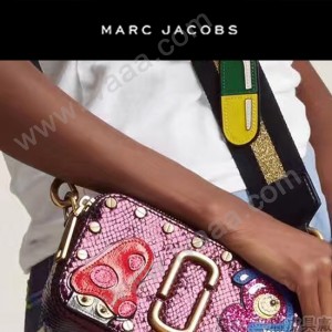 Marc Jacobs-05 個性百搭新款紫色蛇紋配蘑菇亮片單肩斜挎包相機包