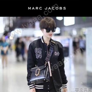 Marc Jacobs-06 宋佳同款蛇形金屬扣黑色牛皮大號單肩斜挎包