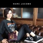 Marc Jacobs-011-2 宋佳同款蛇形金屬扣棗紅色牛皮小號單肩斜挎包