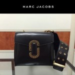 Marc Jacobs-06 宋佳同款蛇形金屬扣黑色牛皮大號單肩斜挎包