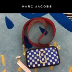 Marc Jacobs-03-5 劉詩詩同款snapshot藍白輻射亮片原版爆裂紋牛皮相機包