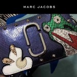 Marc Jacobs-09 專櫃新款女士藍色蛇紋配青蛙亮片單肩斜挎包相機包