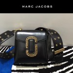 Marc Jacobs-011 宋佳同款蛇形金屬扣黑色牛皮小號單肩斜挎包