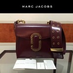 Marc Jacobs-06-2 范瑋琪同款蛇形金屬扣棗紅色牛皮大號單肩斜挎包