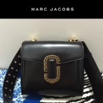 Marc Jacobs-06 宋佳同款蛇形金屬扣黑色牛皮大號單肩斜挎包