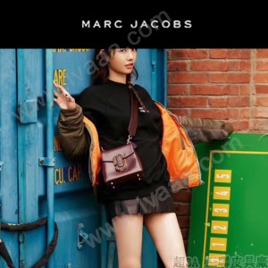 Marc Jacobs-06-2 范瑋琪同款蛇形金屬扣棗紅色牛皮大號單肩斜挎包