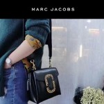 Marc Jacobs-011 宋佳同款蛇形金屬扣黑色牛皮小號單肩斜挎包