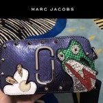 Marc Jacobs-09 專櫃新款女士藍色蛇紋配青蛙亮片單肩斜挎包相機包