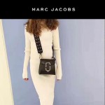 Marc Jacobs-011 宋佳同款蛇形金屬扣黑色牛皮小號單肩斜挎包