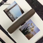 Delvaux-21-3 時尚復古Brillan Frence深灰色原版牛皮翻蓋錢包手拿包