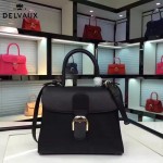 Delvaux-19-3 潮人必備新款brillant黑色原版牛皮豎款大號手提單肩包