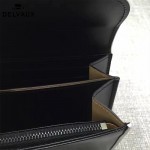 Delvaux-20-2 名媛必備Brillan Frence Box原單黑白配牛皮翻蓋長款錢包