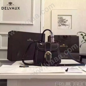 Delvaux-015-6 潮流百搭手工車線brillan黑色原版TOGO皮手提單肩包
