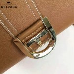 Delvaux-015-5 潮流百搭手工車線brillan土黃色原版TOGO皮手提單肩包