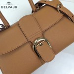 Delvaux-18-6 名媛必備brillant土黃色原版粒面牛皮橫款大號手袋