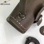 Delvaux-015-2 潮流百搭手工車線brillan深灰色色原版TOGO皮手提單肩包