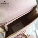Delvaux-19-4 潮人必備新款brillant粉色原版牛皮豎款大號手提單肩包