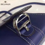 Delvaux-015-4 潮流百搭手工車線brillan藍色原版TOGO皮手提單肩包