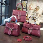 Delvaux-013-3 百搭新款手工車線brillan紅色原版TOGO皮豎款大號手袋