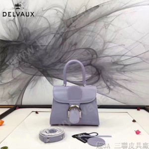 Delvaux-04-2 時尚復古brilliant 芋頭色原版BOX光面牛皮手提單肩包
