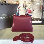 Delvaux-014-7 潮流百搭手工車線brillan紅色原版TOGO皮手提單肩包