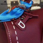 Delvaux-014-7 潮流百搭手工車線brillan紅色原版TOGO皮手提單肩包