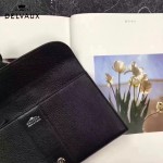 Delvaux-21 時尚復古Brillan Frence黑色原版牛皮翻蓋錢包手拿包