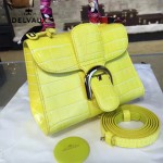 Delvaux-029-5 Sellier Brillant鱷魚紋牛皮 小羊皮內裏可調節肩帶原裝禮盒手提單肩斜挎包