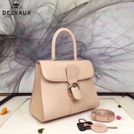 Delvaux-05 復古風brilliant 裸粉色原版BOX光面牛皮大號手提單肩包