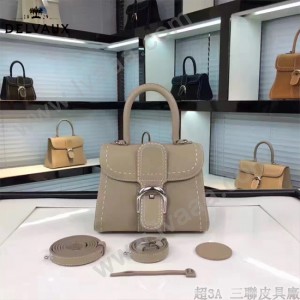 Delvaux-015 潮流百搭手工車線brillan淺灰色原版TOGO皮手提單肩包