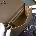 Delvaux-19-7 潮人必備新款brillant深灰色原版牛皮豎款大號手提單肩包