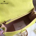 Delvaux-18-7 名媛必備brillant黃色原版粒面牛皮橫款大號手袋
