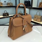 Delvaux-013-6 百搭新款手工車線brillan土黃色原版TOGO皮豎款大號手袋