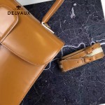 Delvaux-026 新款原版box皮系列焦糖色拼色進口手提包