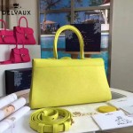 Delvaux-18-7 名媛必備brillant黃色原版粒面牛皮橫款大號手袋