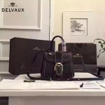 Delvaux-015-6 潮流百搭手工車線brillan黑色原版TOGO皮手提單肩包