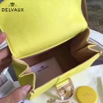 Delvaux-17-9 人氣熱銷brillant黃色原版粒面牛皮手提單肩包
