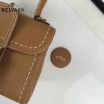 Delvaux-015-5 潮流百搭手工車線brillan土黃色原版TOGO皮手提單肩包