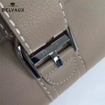 Delvaux-013 百搭新款手工車線brillan淺灰色原版TOGO皮豎款大號手袋