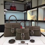 Delvaux-013-2 百搭新款手工車線brillan深灰色原版TOGO皮豎款大號手袋