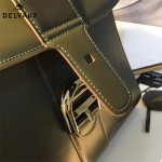 Delvaux-05-8 復古風brilliant 軍綠色原版BOX光面牛皮大號手提單肩包