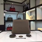 Delvaux-013-2 百搭新款手工車線brillan深灰色原版TOGO皮豎款大號手袋