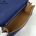 Delvaux-18-3 名媛必備brillant藍色原版粒面牛皮橫款大號手袋
