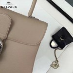 Delvaux-19-6 潮人必備新款brillant淺灰色原版牛皮豎款大號手提單肩包
